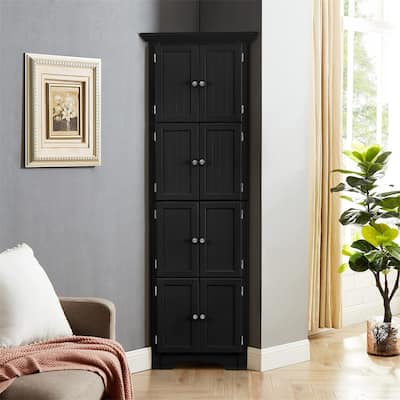 Modern Tall Storage Cabinet with Doors and 4 Shelves