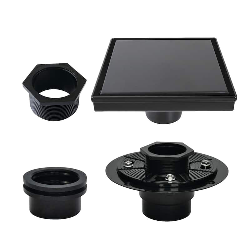 Kingston Brass BSFK662 Watercourse 6" Square Shower Drain with Flange - Matte Black