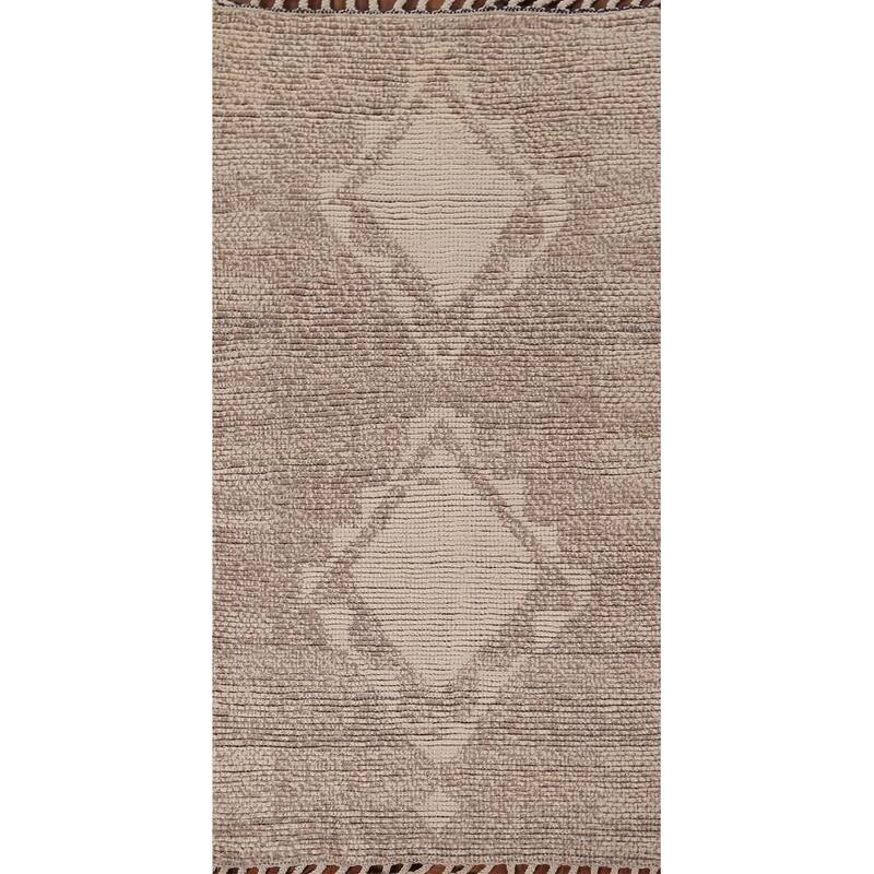 Geometric Moroccan Oriental Accent Rug Handmade Wool Carpet - 2'9"x 5'4"