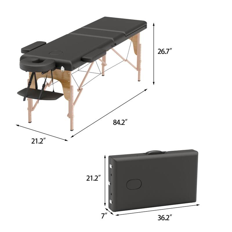 Portable Massage Table Foldable Spa Lash Bed with Adjustable Headrest