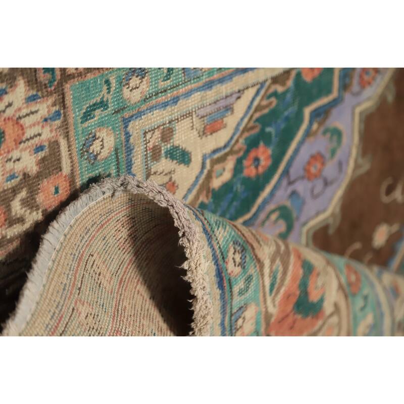Hand Knotted Oriental 100% Wool Carpet Traditional Floral Brown Tabriz Area Rug - 6' 6'' X 4' 7''