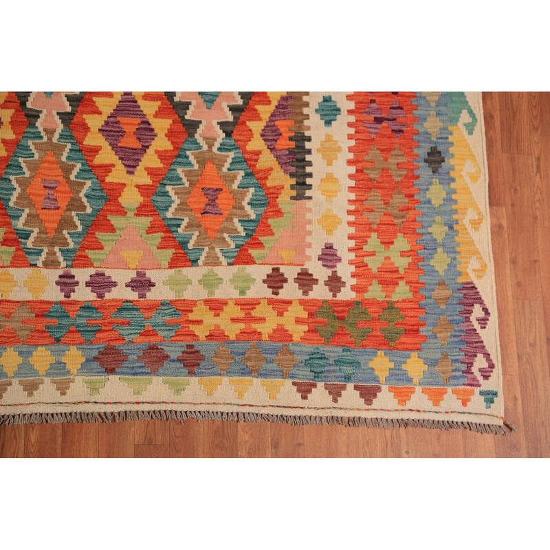 Kilim Oriental Rug Flatweave Reversible Multi-Color Wool Carpet - 10'2"x 13'4"