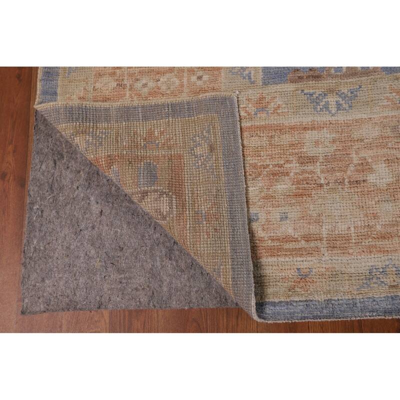 Blue Oushak Vegetable Dye Turkish Area Rug Handmade Wool Carpet - 9'5"x 12'2"