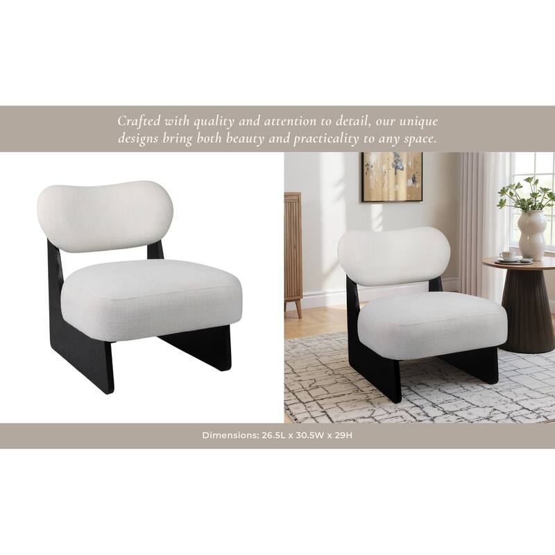 Wood and Non-Woven Fabric Curved Backrest Accent Chair - 29" White - 26.5" x 30.5" x 29"