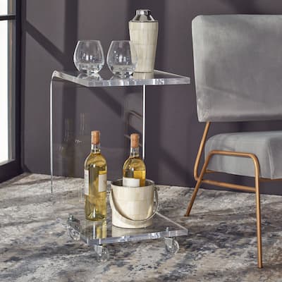 SAFAVIEH Rollins Acrylic Clear Bar Cart - 13.5" W x 15.5" L x 23" H