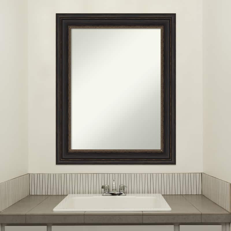 Non-Beveled Bathroom Wall Mirror - Accent Bronze Frame