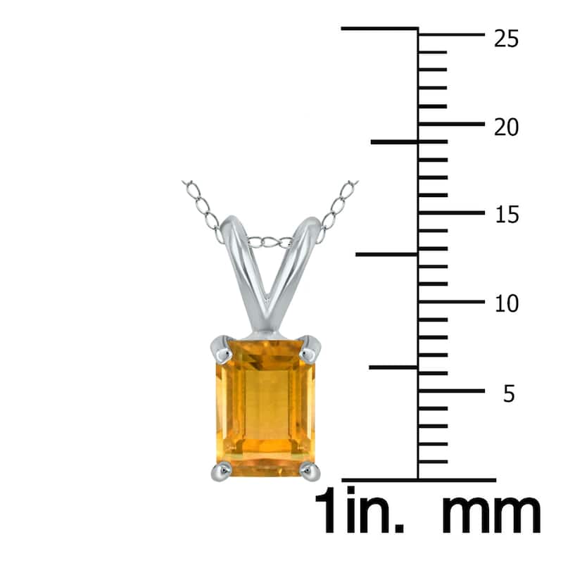 Marquee 14K White Gold 8x6MM Emerald Shaped Citrine Pendant