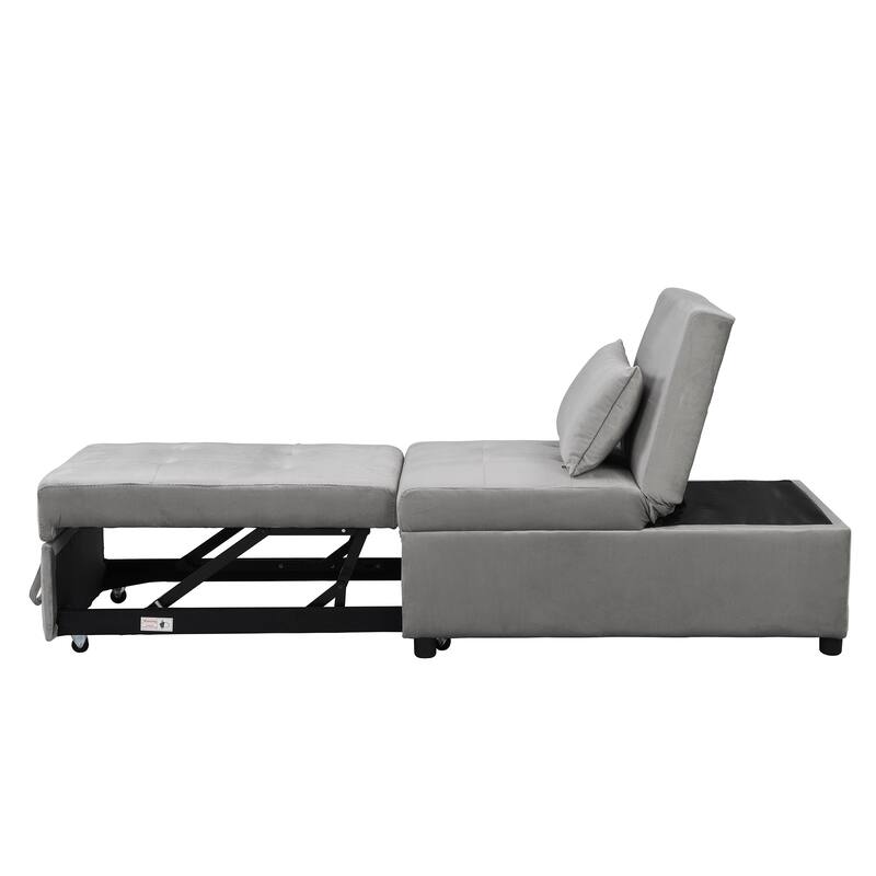 39.8" Single Folding Ottoman Sofa Bed with Adjustable Back and Pillows for Living Room