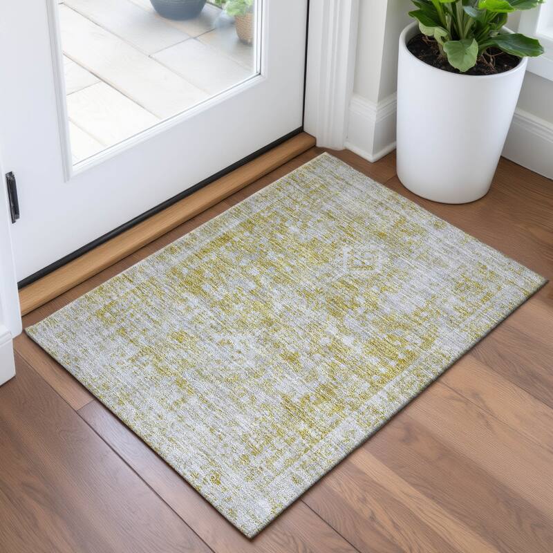 Premium Washable Super Soft Vintage Traditional Mayfield Rug - Gold - 1'8" x 2'6"