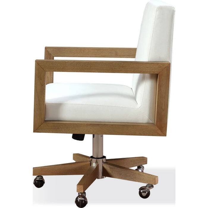 Seabourne Solid Wood Frame Home Office Chair with White Canvas