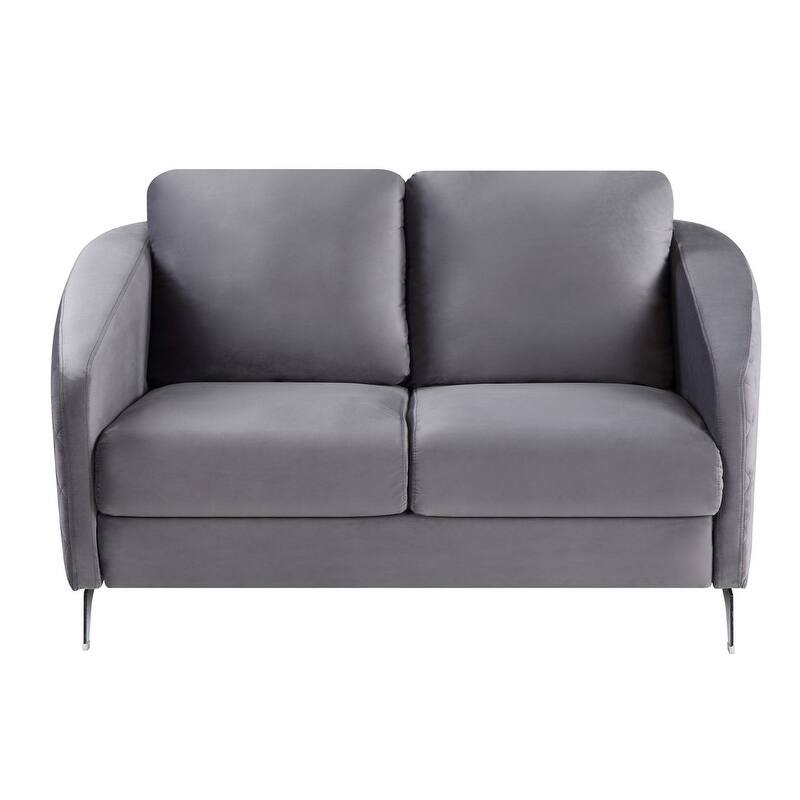 55" Gray Velvet Modern Chic Loveseat Couch