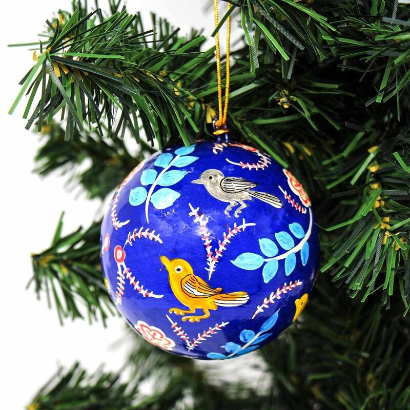 Recycled Paper Handpainted Animal Theme Ornaments, Set of 2 (India)