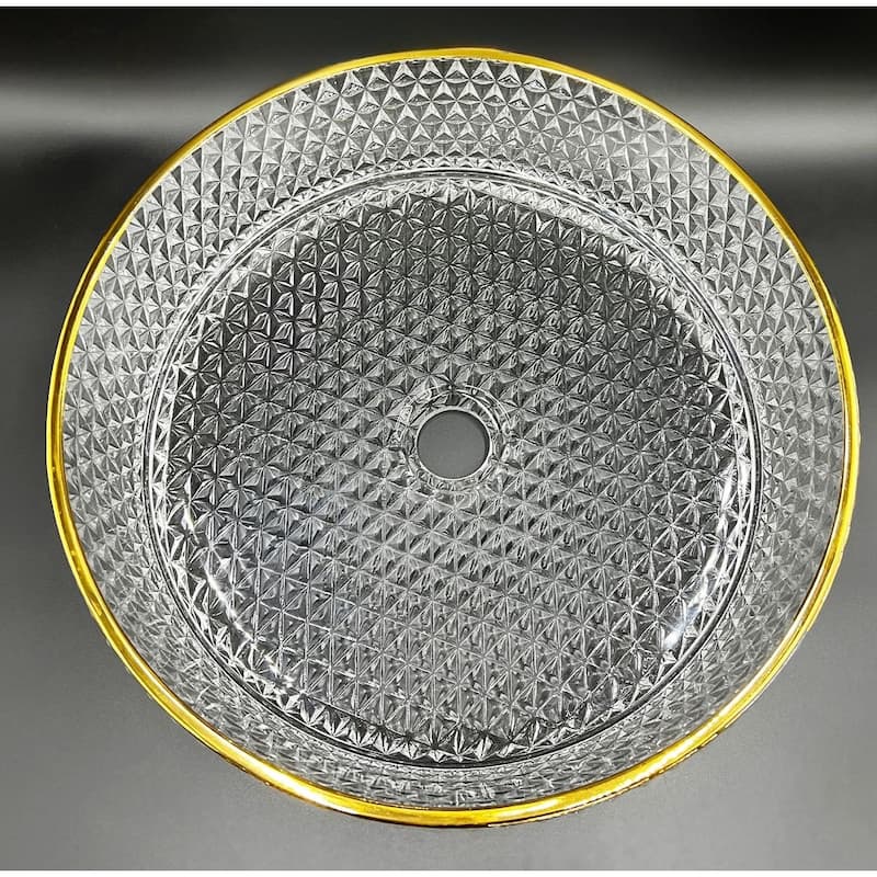 Scotch Round Basin Glass Crystal Bathroom Vessel Sink in Multiple Colors