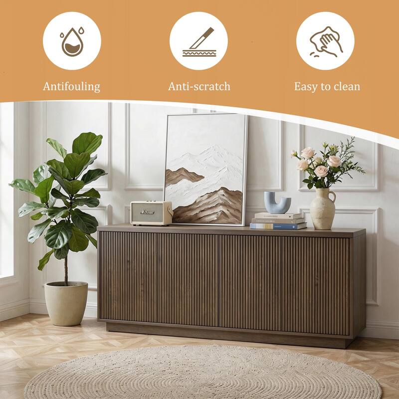 Mid-Century Modern 4-Door Storage Sideboard Cabinet