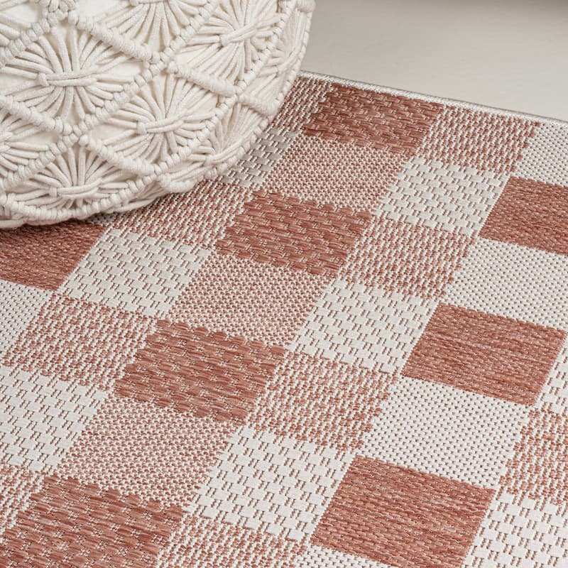 JONATHAN Y Biot Traditional Geometric Bold Gingham Black/Cream Indoor/Outdoor Area Rug