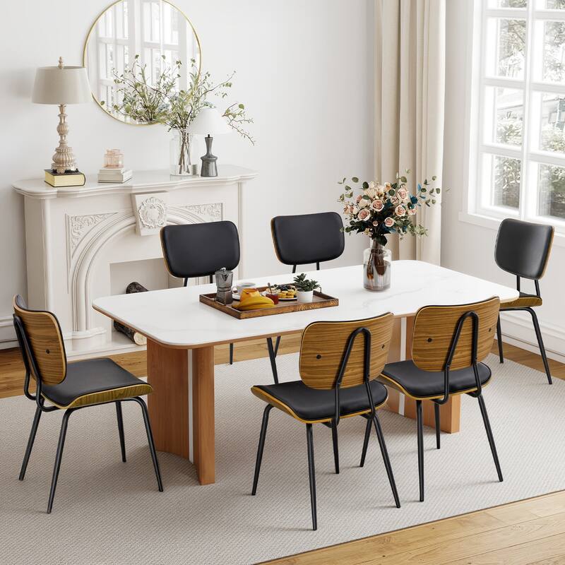 Faux Leather Upholstered Dining Chairs Set of 2/4 - 33.5"H x 19.3"W x 23"D