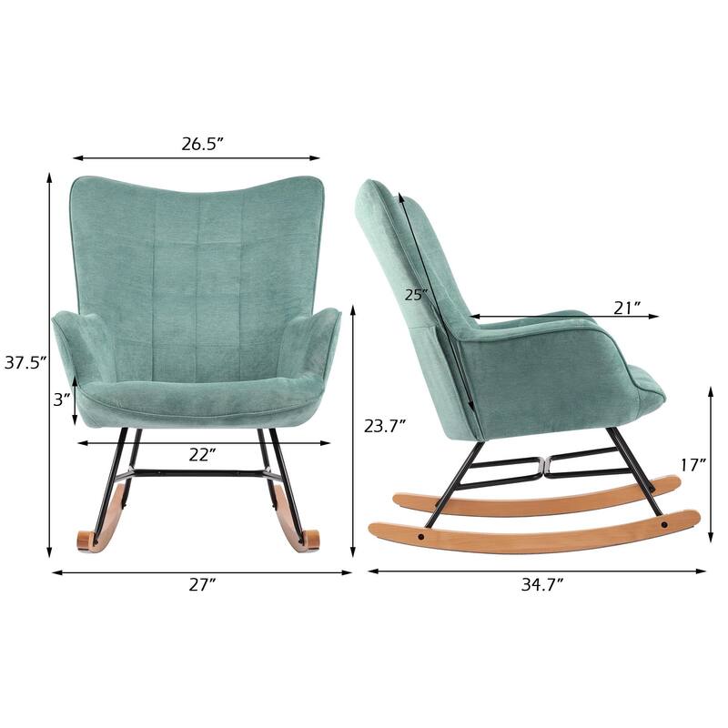 Velvet Rocking Chair Upholstered Recliner Comfy Accent Chair