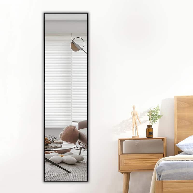 Modern Sleek Metal Frame Full-length Hanging or Leaning Wall Mirror