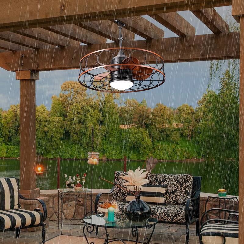 Oaks Aura 23.6" Dimmable Ceiling Fan,Modern Caged Reversible Ceiling Fan with LED Light,APP Control,Quiet DC Motor,6 Speeds
