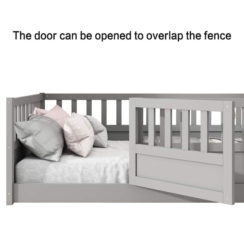 Full Size Floor Bed with Support slat and High Security Barrier