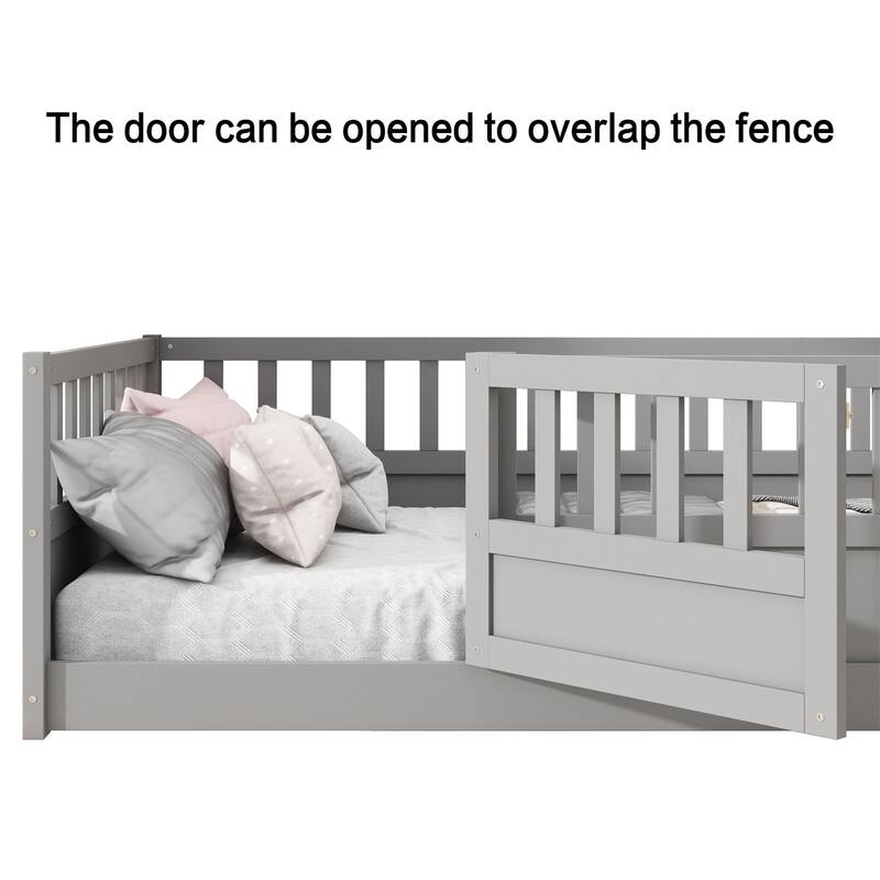 Twin Size Floor Bed with High Security Barrier