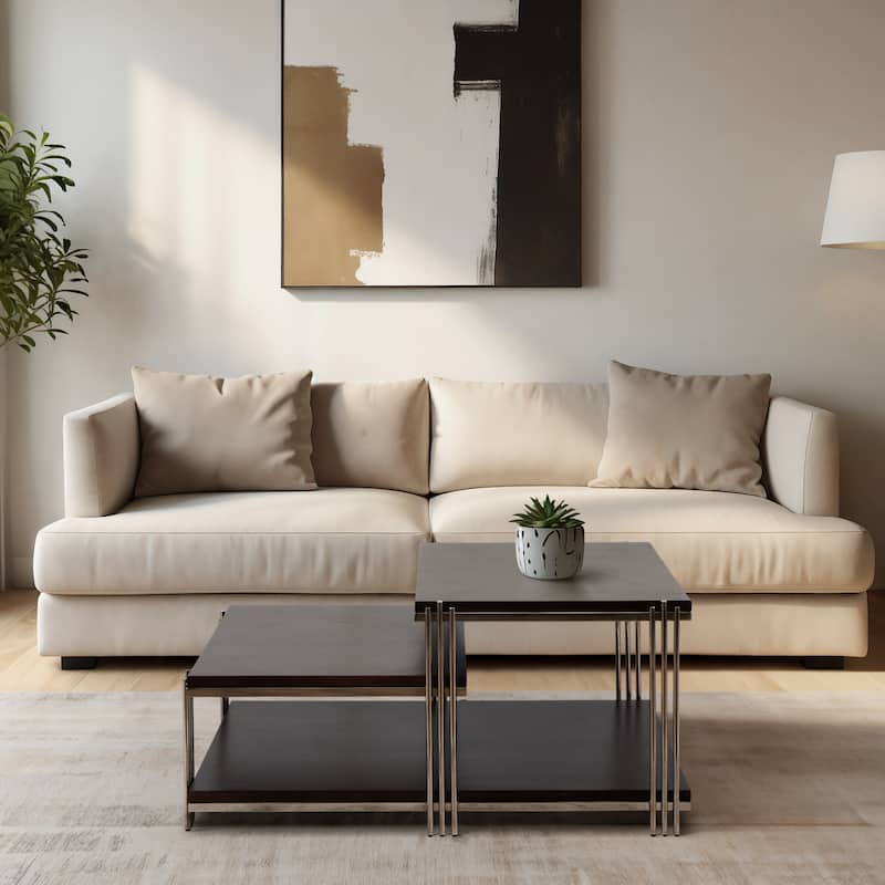Sagebrook Home Metal/wood, 42" Three Tier Coffee Table, Timeless Design - 42" x 26" x 20"