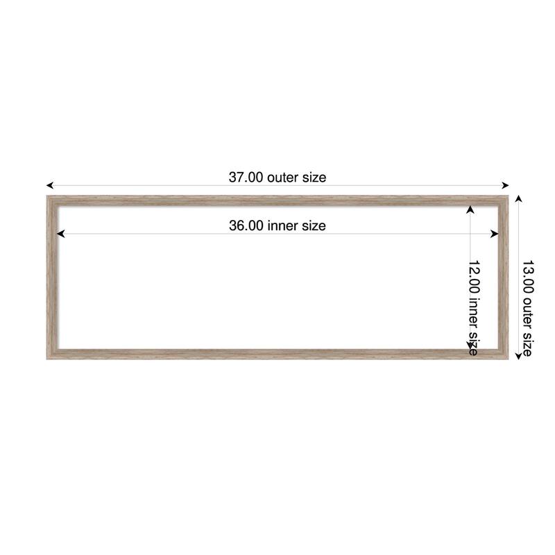 Amanti Art Hardwood Wedge Mocha Framed Dry Erase Magnetic Board - 37 x 13 in - Hardwood Wedge White Wash