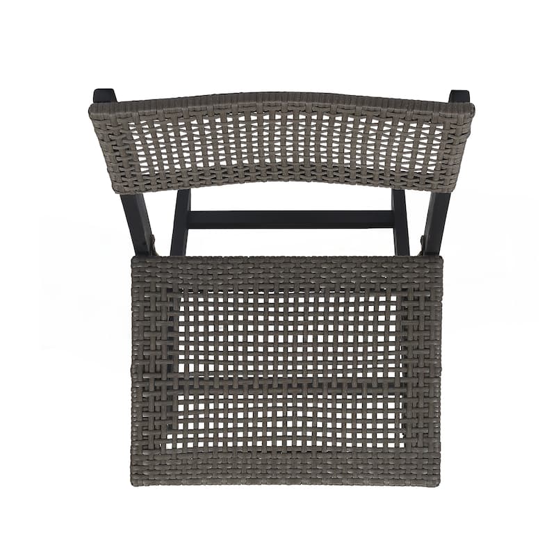 Set of 2 Acacia Wood Foldable Wicker Chairs