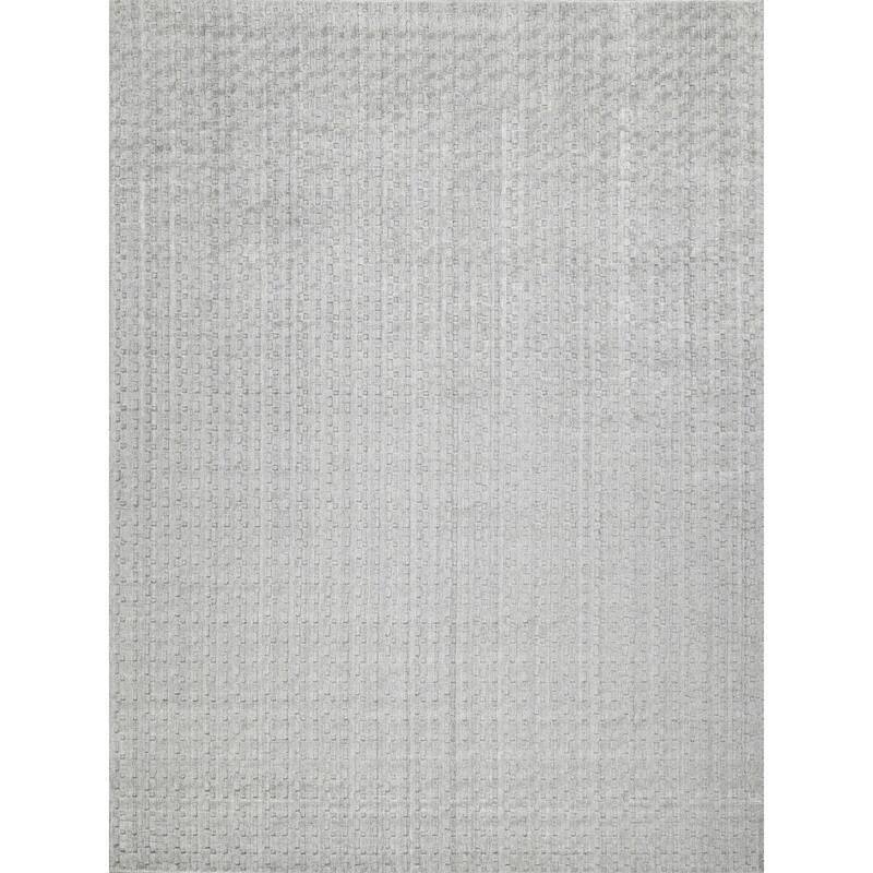 Exquisite Rugs Monroe Silk Handmade Handloomed Bamboo Silk/New Zealand Wool Light Silver Area Rug.