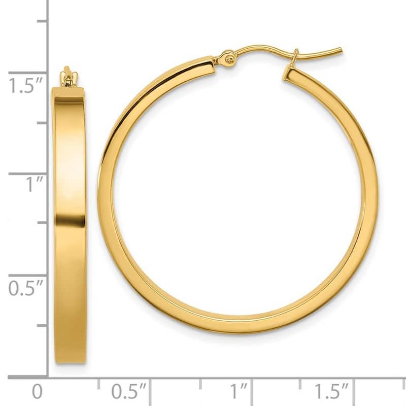 Curata 14k Yellow Gold 4x35mm Polished Hoop Earrings