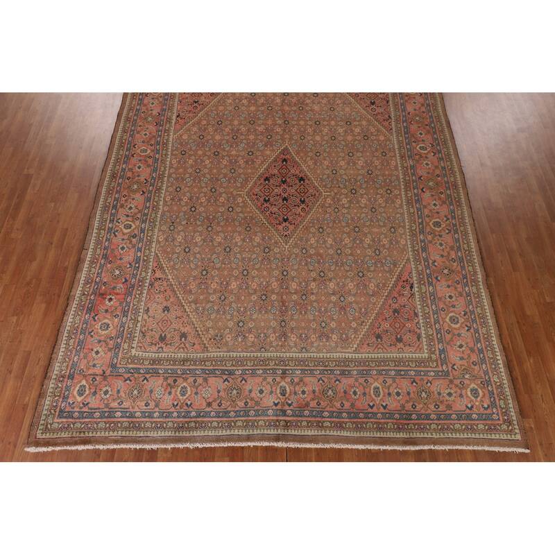 Brown & Pink Mahal Persian Vintage Rug Handmade Wool Carpet - 9'11"x 12'10"