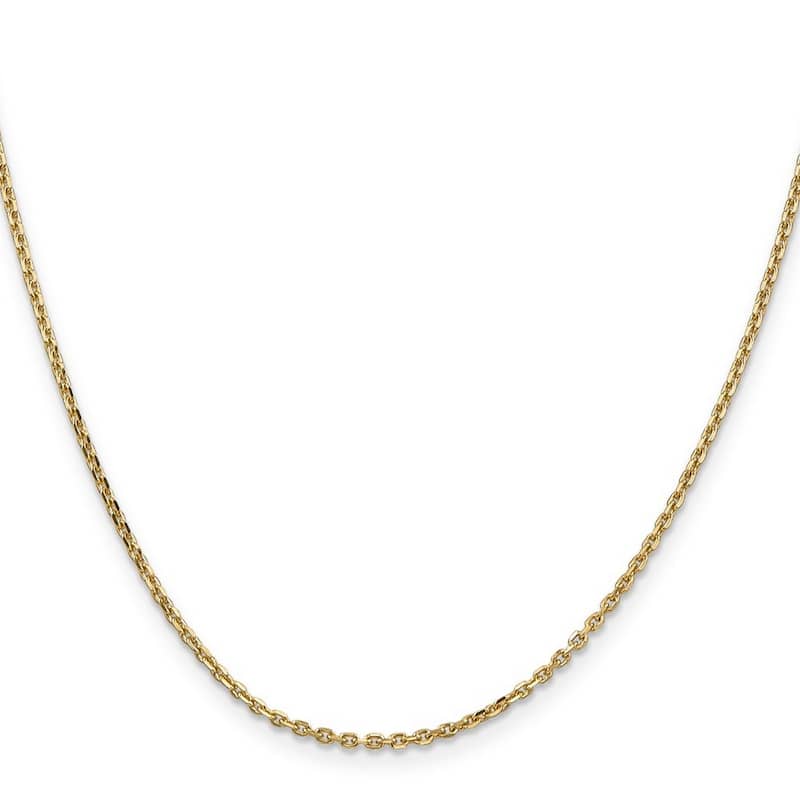 Curata 10k White Gold 9-inch 1.65mm Diamond-cut Cable Chain Anklet Ankle Bracelet for Women