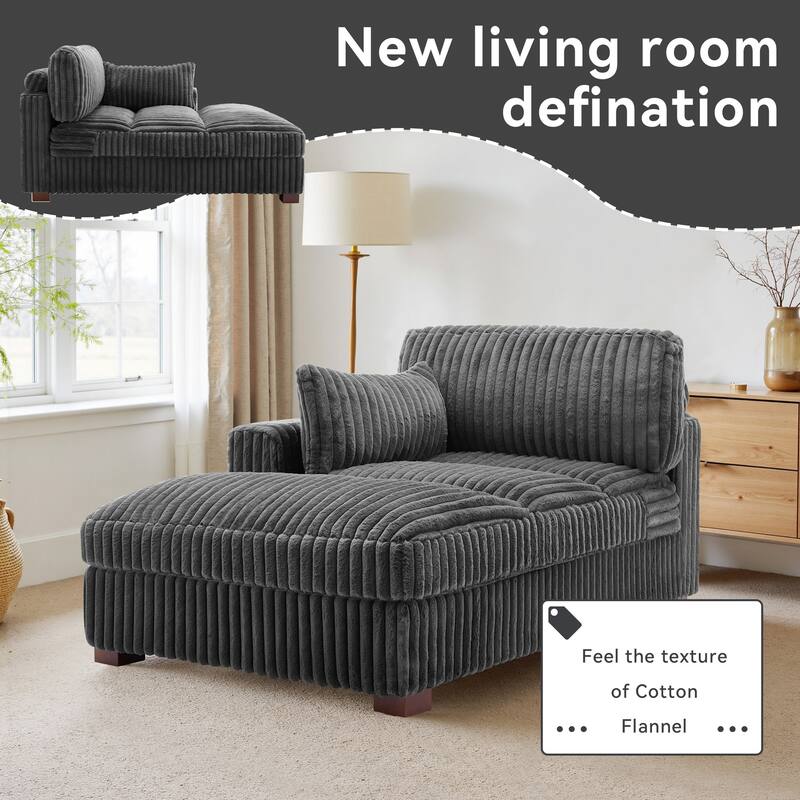 UIXE Upholstered Plush Chaise Lounge Chair For Interior