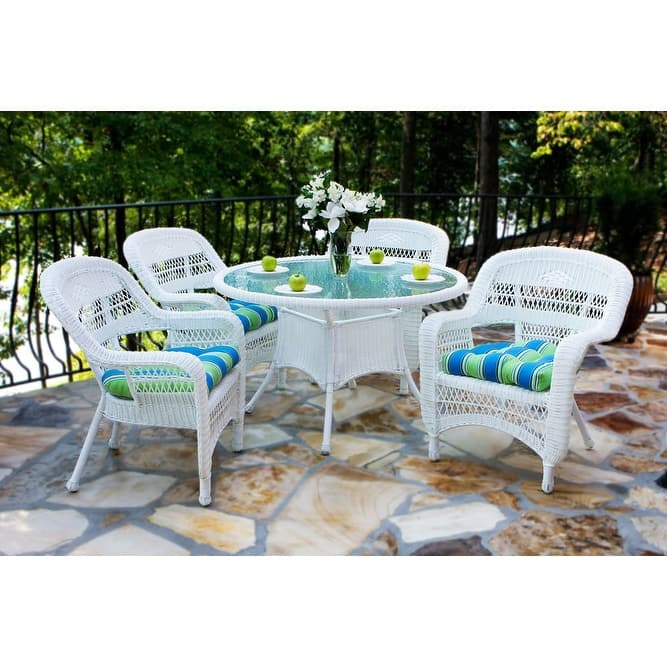 Portside Coastal White Outdoor Wicker Dining Set (5-Piece)