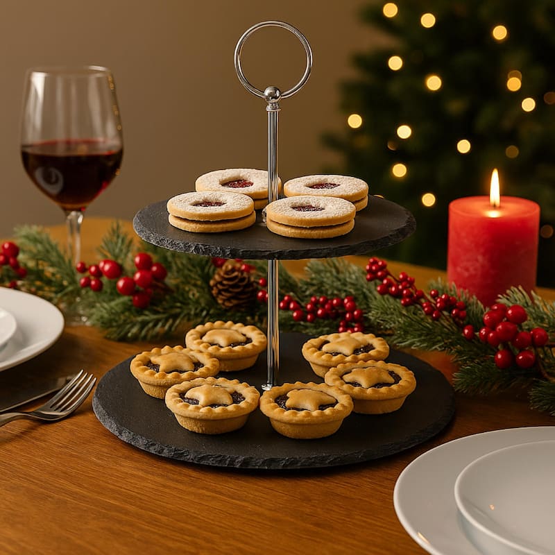 Creative Home 2-Tier Natural Slate Serving Stand
