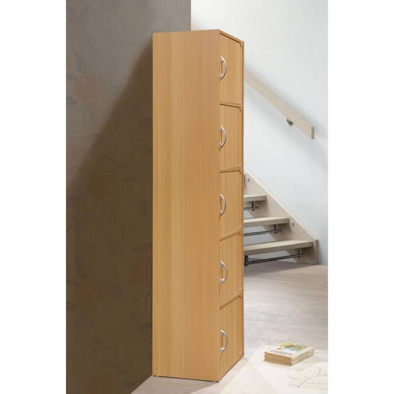 59" Beech Beige Multi-Purpose Bookcase with Doors