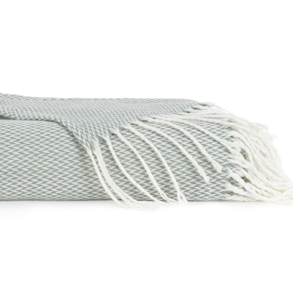 Becky Cameron Throw Blanket Herringbone with Fringed Edges