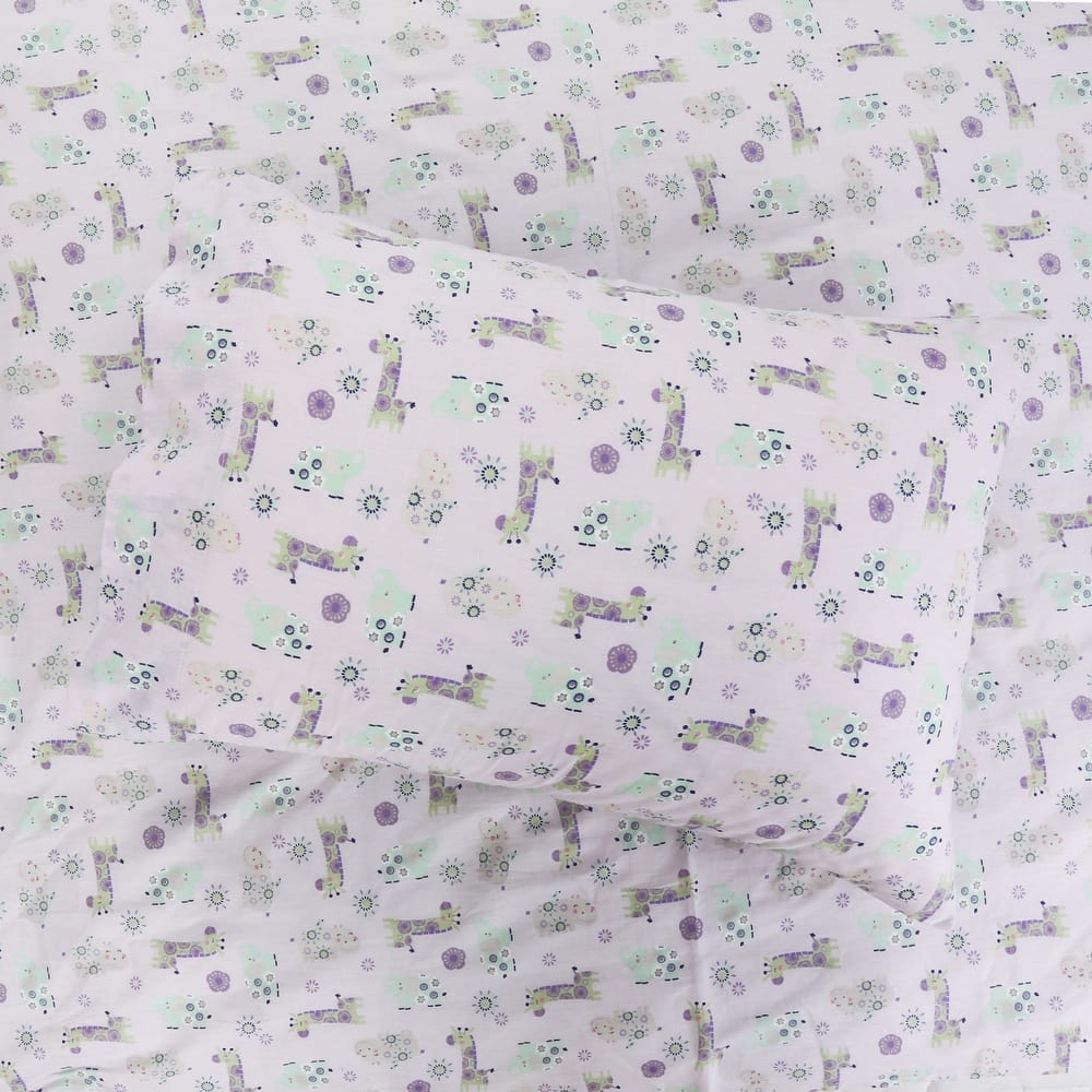 3-Piece Cotton Toddler Sheet Set for Kids Boys & Girls (Animals, Fish, Sports, Floral)