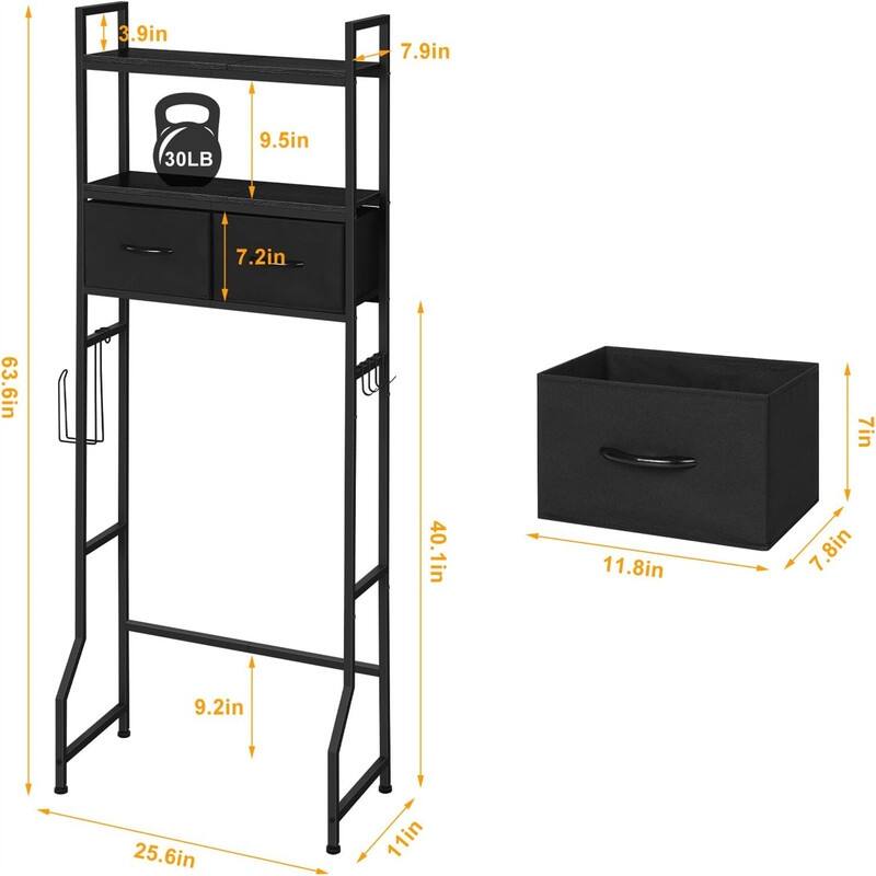 Over The Toilet Storage - 7.88"D x 25.6"W x 63.6"H