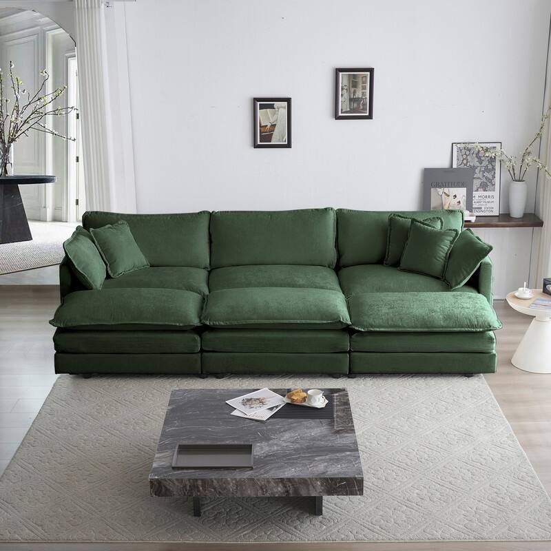 Modern Accent Chair with Ottoman, Living Room Club Chair Chenille Upholstered Armchair , Reading Chair for Bedroom
