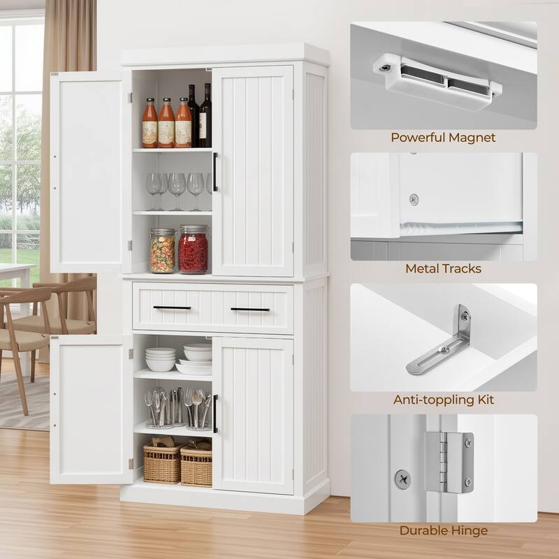Yaheetech Wooden Kitchen Pantry Storage Cabinet with Doors and Shelves