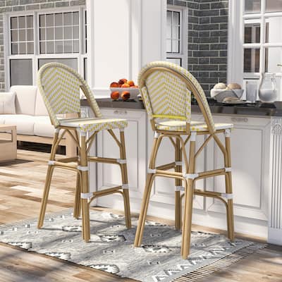 Furniture of America Ariel Natural Tone 30-inch Patio Bar Chairs (Set of 2)