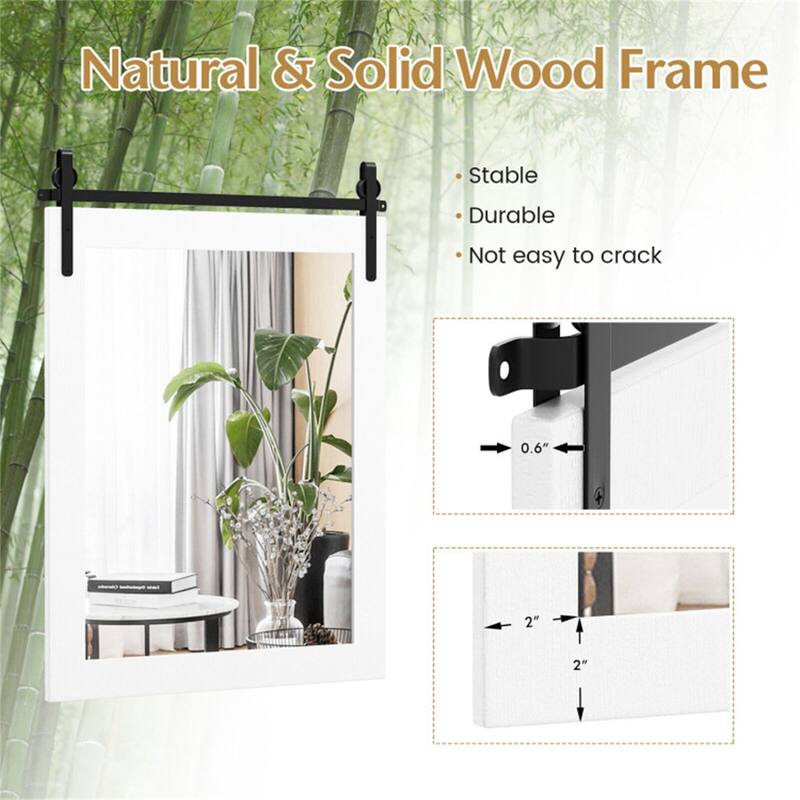 30" x22" Natural Wall Mount Mirror with Wood Frame - Multi