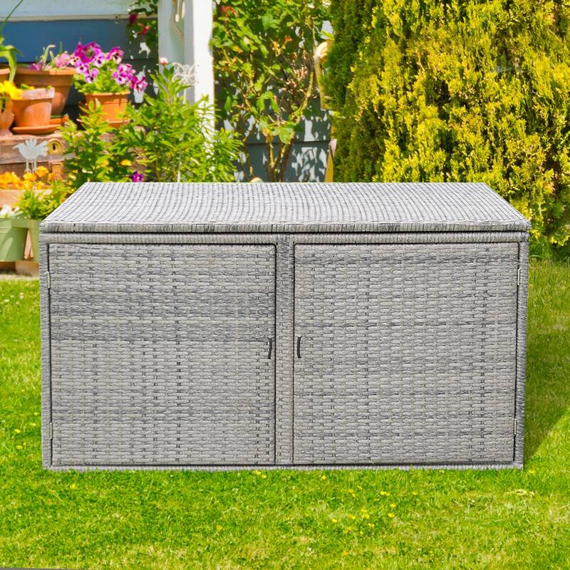 Gymax 88 Gallon Rattan Storage Box Outdoor Patio Container Seat w/ - See Details