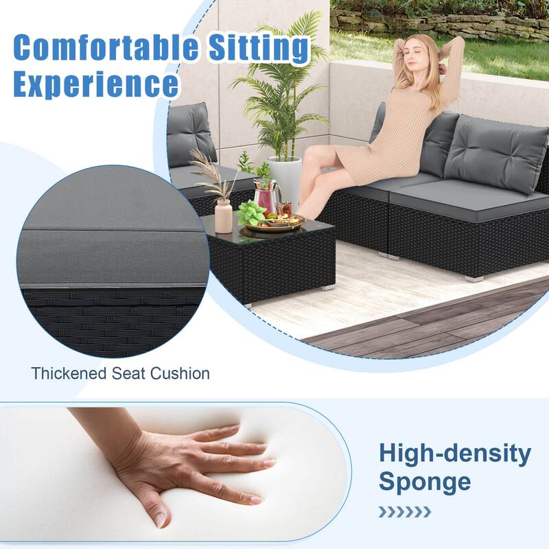 Costway 5 Piece Outdoor Furniture Set with Seat & Back Cushions - See Details