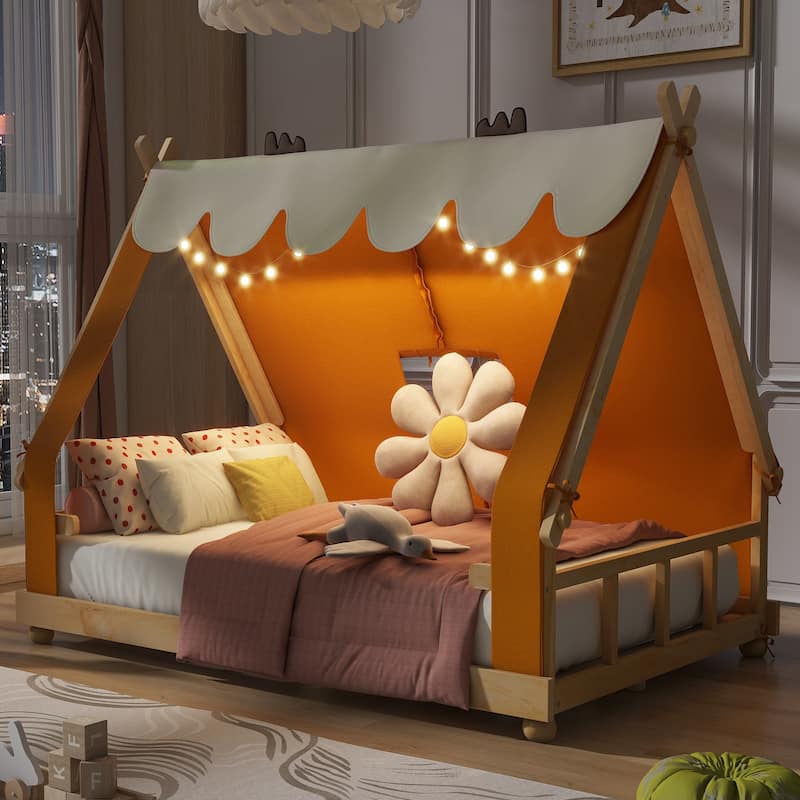 Whimsical Tent House Bed with Lights and Skylight by Harper&Bright Designs