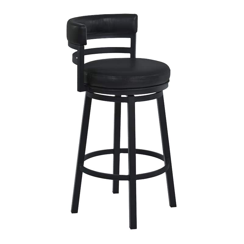 Titana Black Upholstered Metal Swivel Counter or Bar Height Barstool