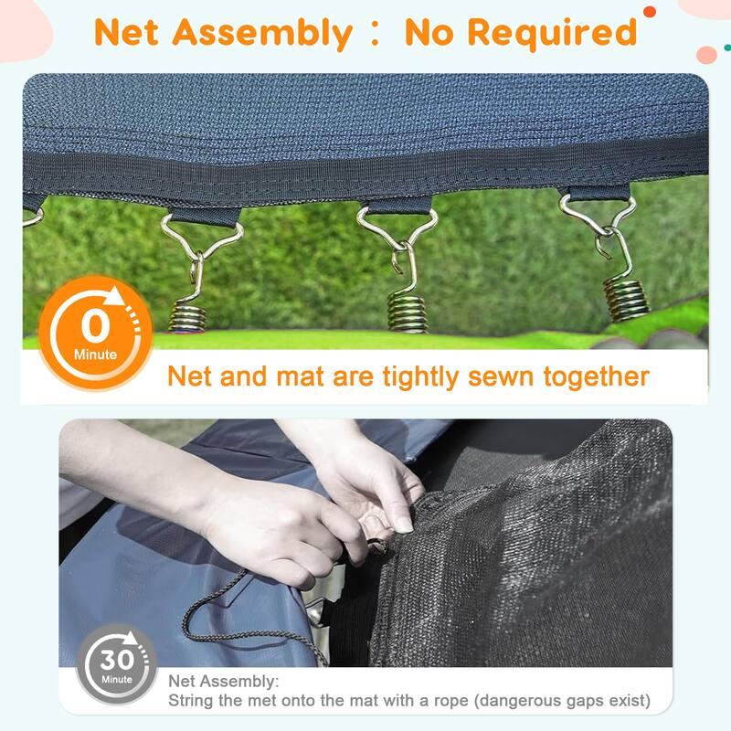 16FT Trampoline, Recreational Trampolines with Enclosure Net and Ladder