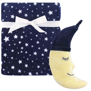 Hudson Baby Infant Plush Blanket with Toy, Navy Moon, One Size - Navy Moon - One Size