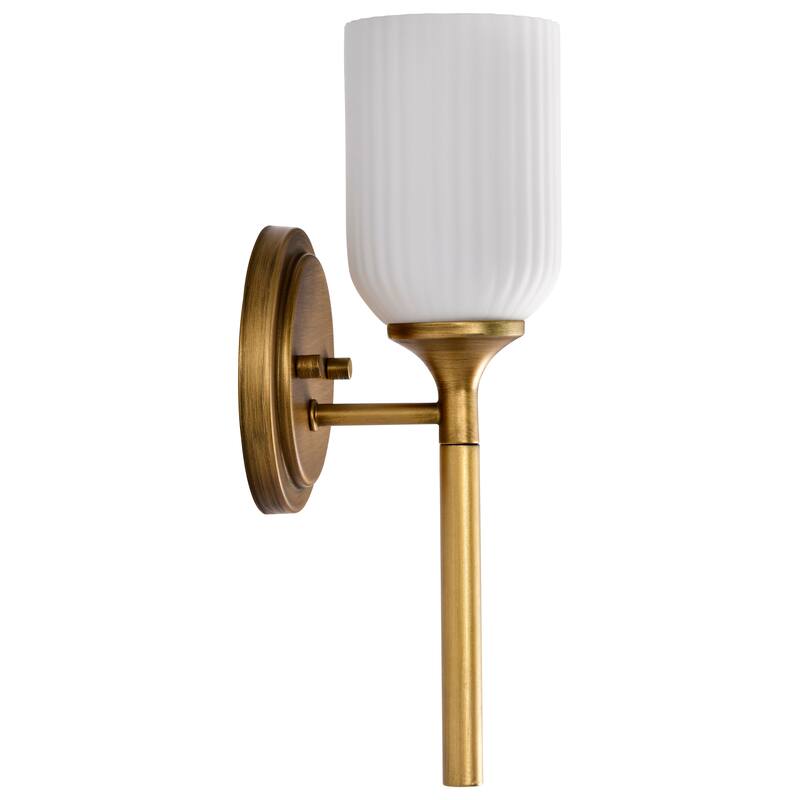 Solara 1 Light Wall Sconce Natural Brass Finish Frosted Ribbed Glass - Natural Brass
